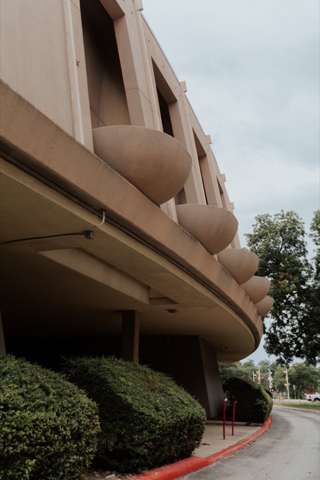 Sculpted concrete balconies of a seventies office building